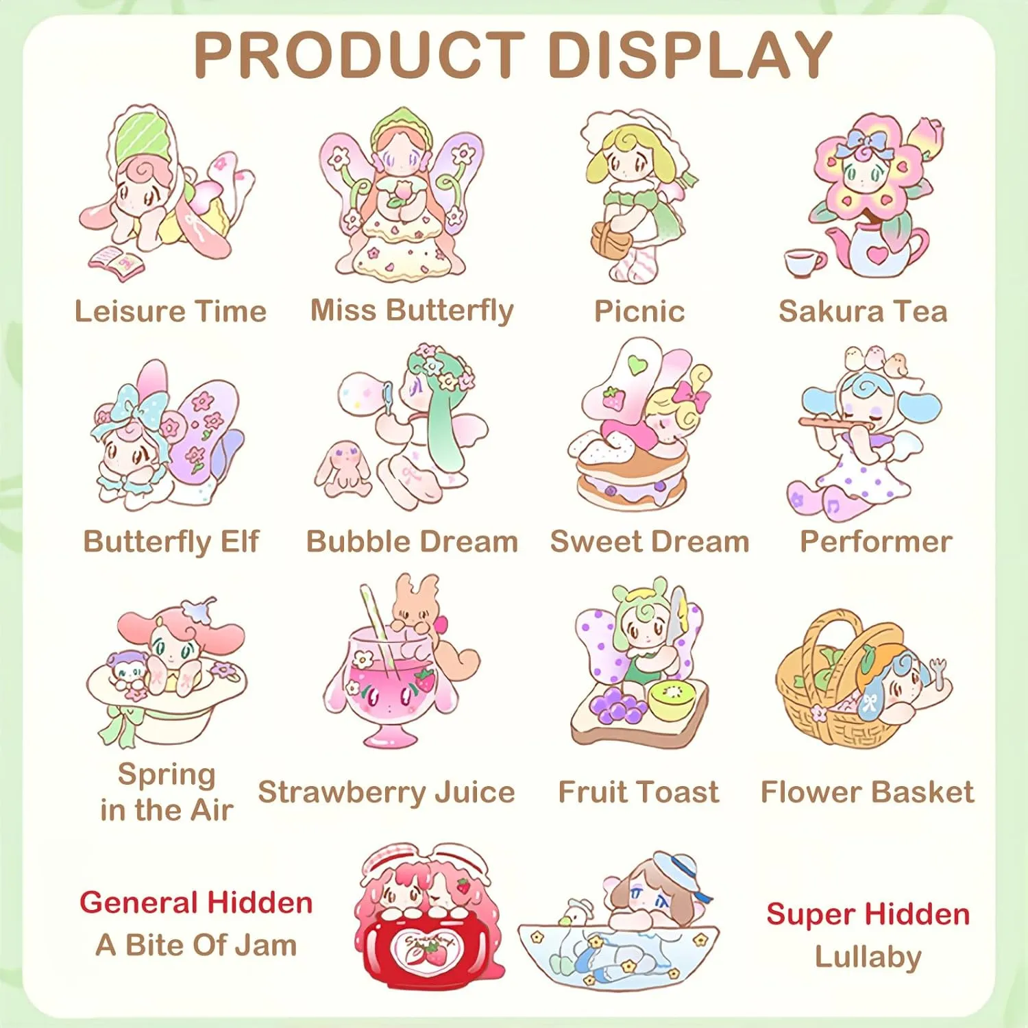 BEEMAI AAMY Picnic with Butterfly Series 12PCs (Set of 12 No Repeat) Mystery Box Random Design Cute Figures Collectible Toys Birthday Gifts