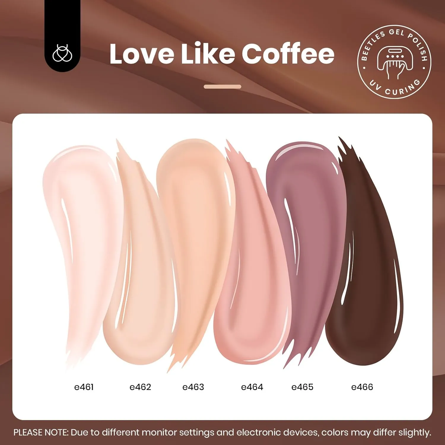 Beetles Neutral Gel Nail Polish Set 6Pcs, 15ml Nude Light Skin Dark Brown Warm Shades Nail Kit, Full Size Long Lasting DIY Art Salon & Home for Women Colorful Bottle Gel