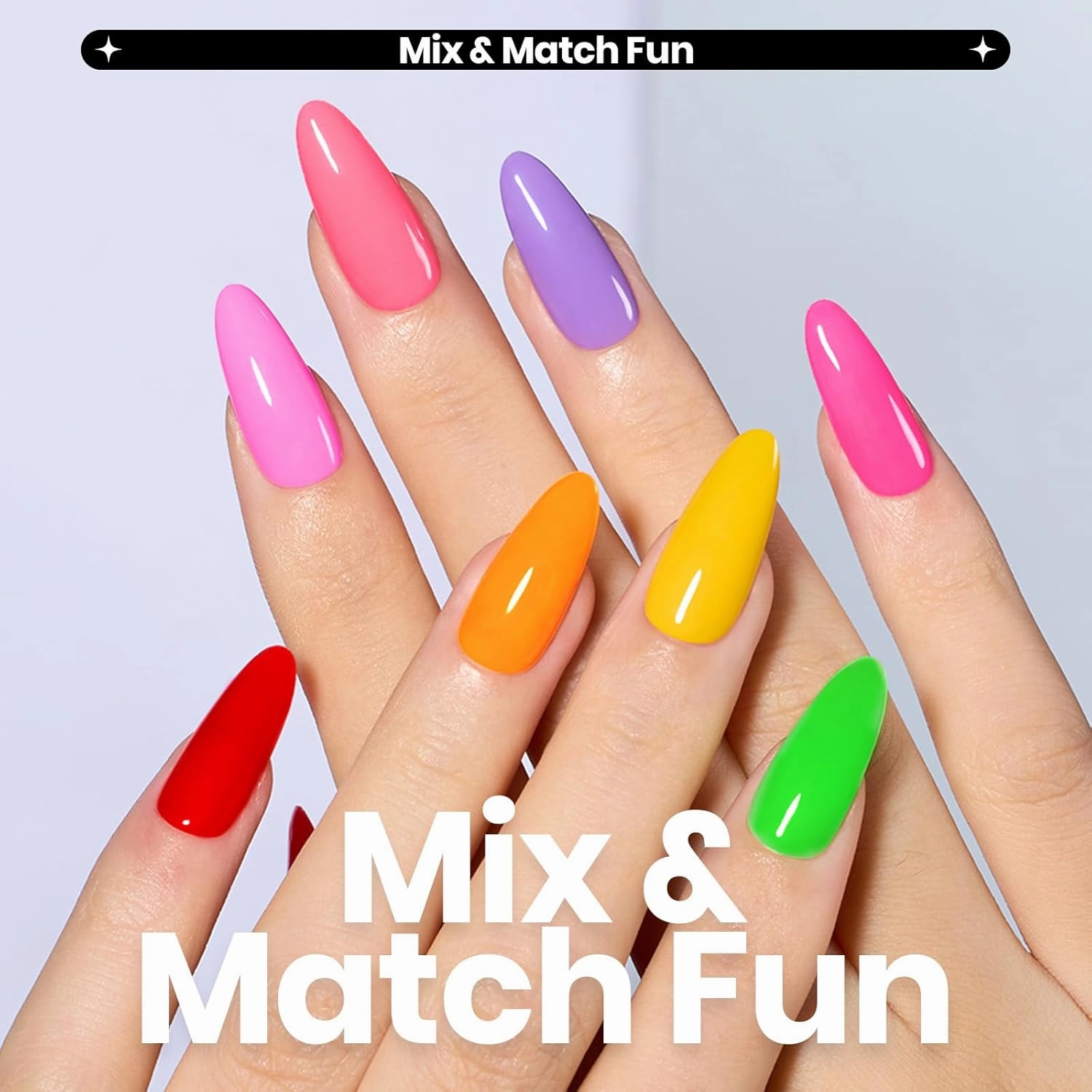 Beetles Nail Polish Set 12 Colors Neon Hot Pink Blue Purple Bright Nail Polish Summer Glitter Nail Polish Kit Air Quick Dry Fingernail Polish Diy Nail Art Set Home