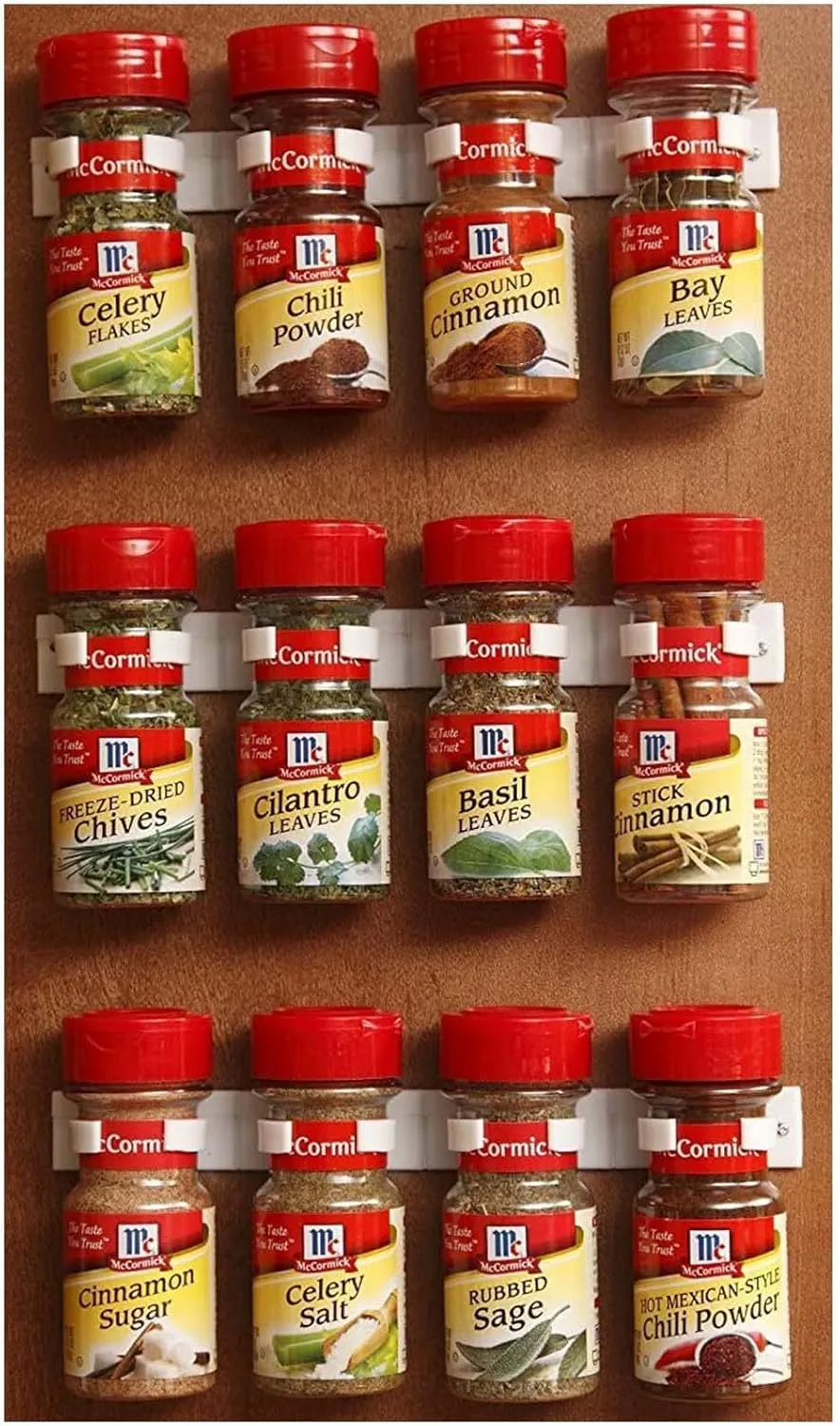 Bellemain Spice Gripper Clip Strips for Plastic Jars - Set of 3, Holds 12 Jars