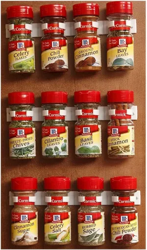Bellemain Spice Gripper Clip Strips for Plastic Jars - Set of 3, Holds 12 Jars