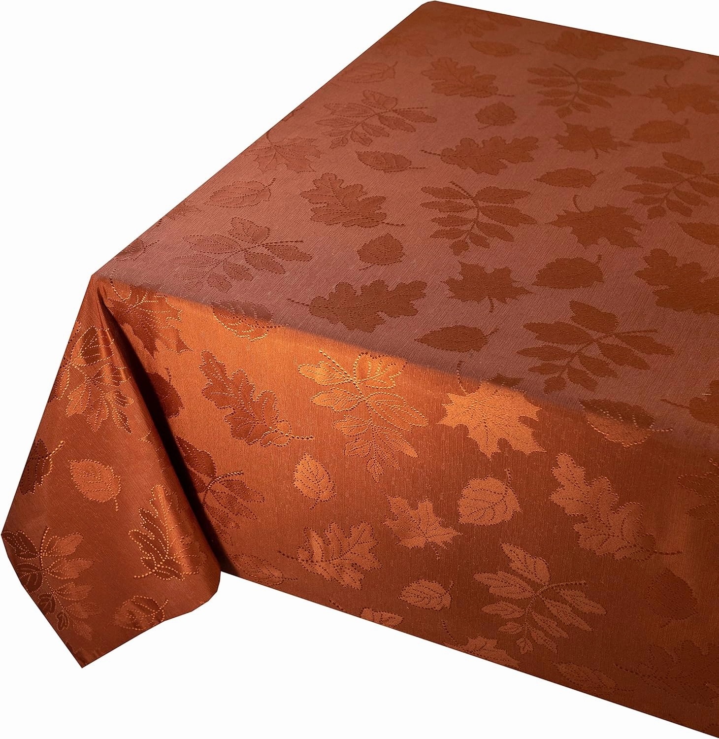 Benson Mills Harvest Legacy Damask Fabric Table Cloth Fall, Harvest, and Thanksgiving Tablecloth (Rust/Burnt Orange, 60" x 120" Rectangular)