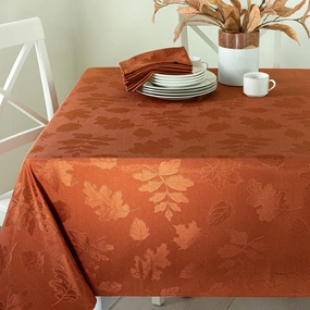 Benson Mills Harvest Legacy Damask Fabric Table Cloth Fall, Harvest, and Thanksgiving Tablecloth (Rust/Burnt Orange, 60" x 120" Rectangular)