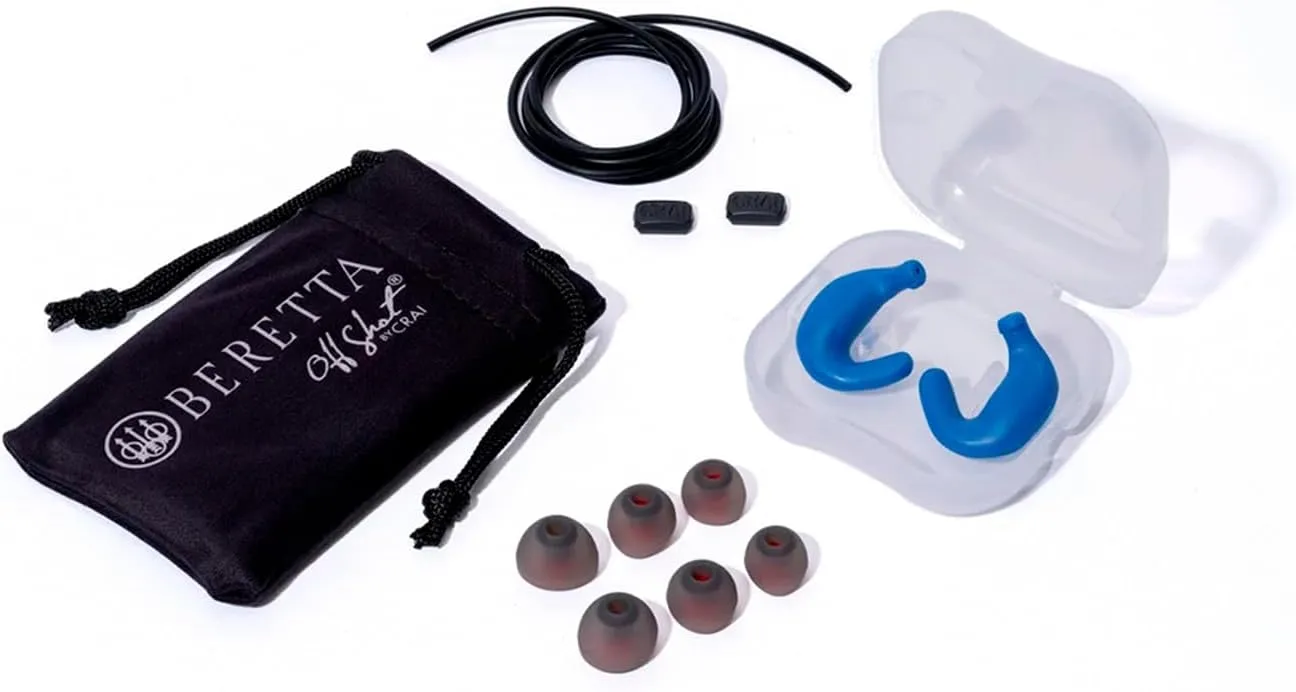 Beretta Mini Headset E2 32db SNR Soft Silicone Ergonomic Shooting Noise Protection Ear Plugs with Adjustable Cord & Soft Case