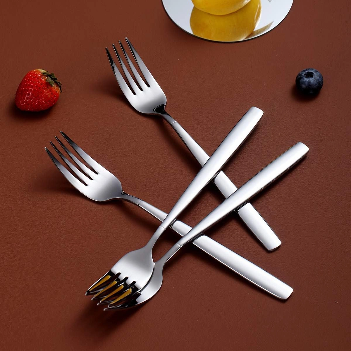 Berglander Dinner Forks of 24, Stainless Steel Modern Fork Set, Forks And Spoons Silverware, Spoons And Forks Set