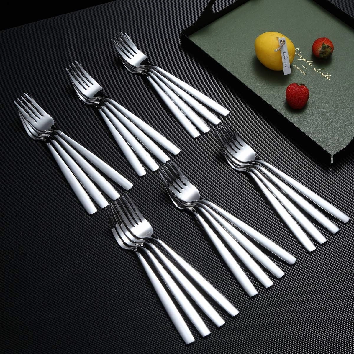 Berglander Dinner Forks of 24, Stainless Steel Modern Fork Set, Forks And Spoons Silverware, Spoons And Forks Set