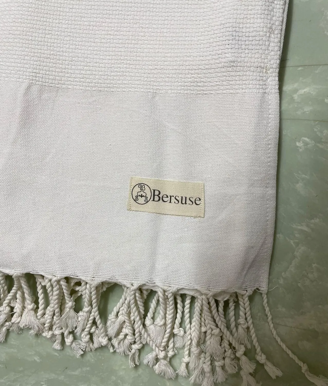 Bersuse 100% Cotton Ventura XL Throw Blanket for Couch - 100% Cotton - 60x90 Inches, White