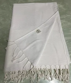 Bersuse 100% Cotton Ventura XL Throw Blanket for Couch - 100% Cotton - 60x90 Inches, White