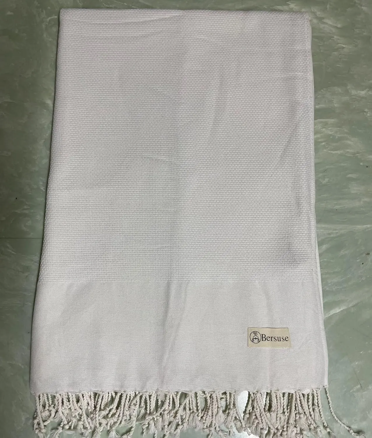 Bersuse 100% Cotton Ventura XL Throw Blanket for Couch - 100% Cotton - 60x90 Inches, White