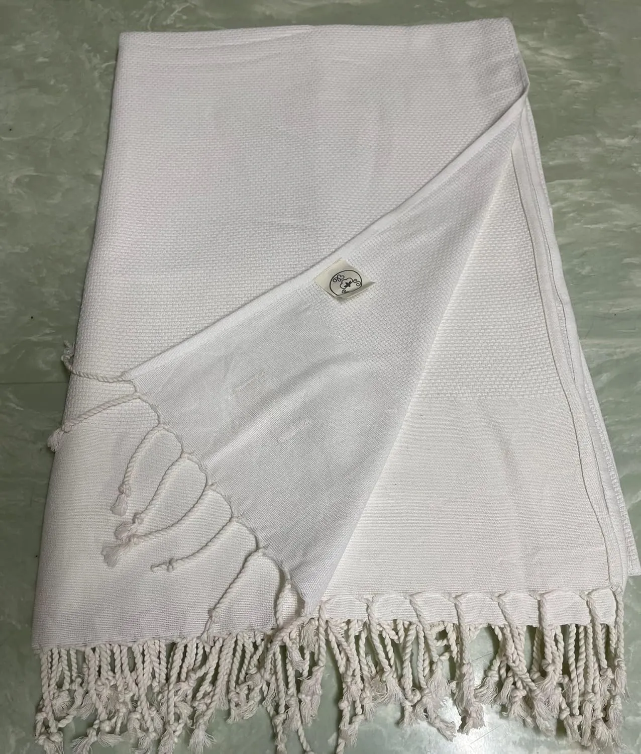 Bersuse 100% Cotton Ventura XL Throw Blanket for Couch - 100% Cotton - 60x90 Inches, White