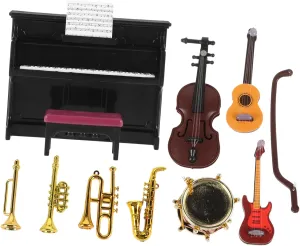 BESPORTBLE 2 Sets Mini Drum Set for Doll House Delicate Miniature Musical Instrument Perfect for Landscaping Decor