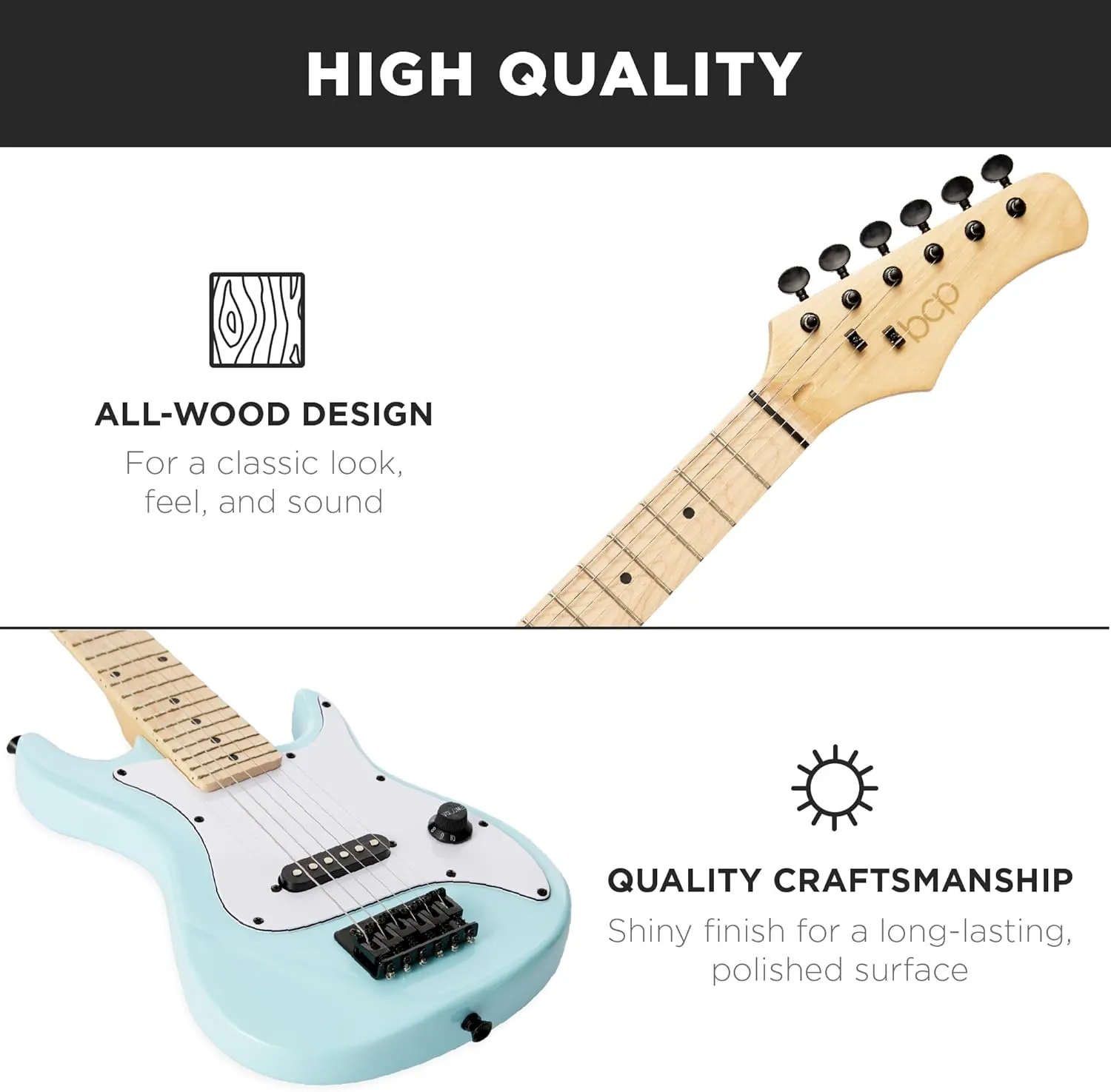 Best Choice Products 30in Kids Electric Guitar Beginner Starter Kit w/ 5W Amplifier, Strap, Gig Bag, Strings, Picks - Powder Blue