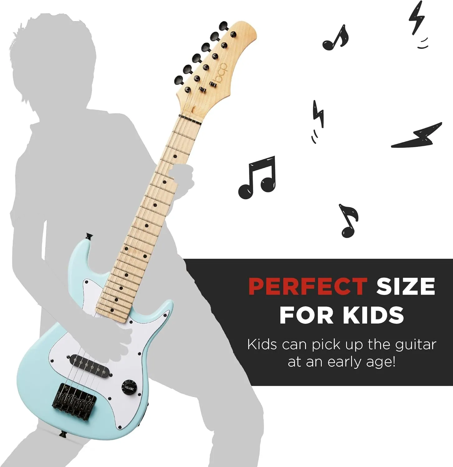 Best Choice Products 30in Kids Electric Guitar Beginner Starter Kit w/ 5W Amplifier, Strap, Gig Bag, Strings, Picks - Powder Blue