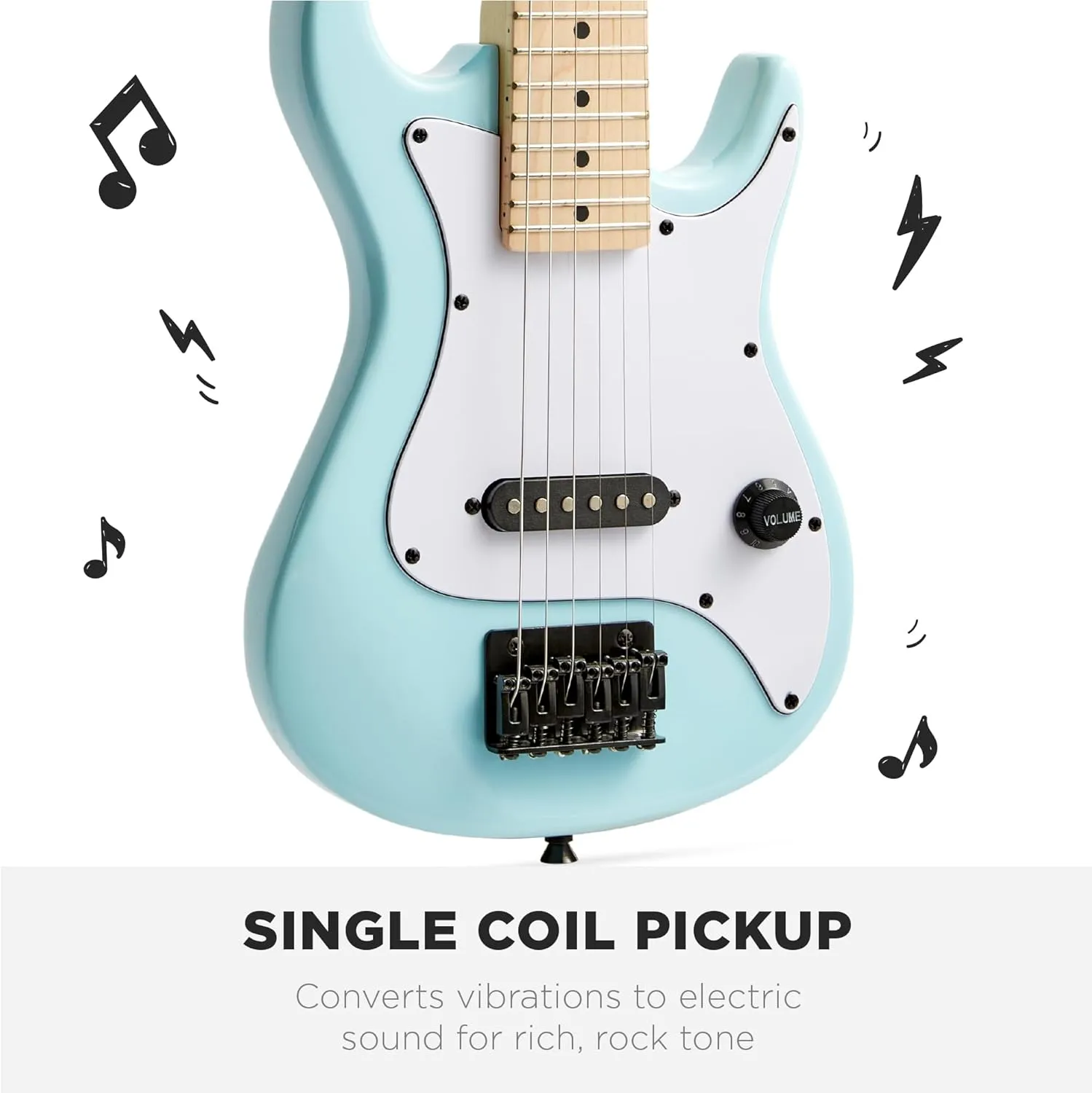 Best Choice Products 30in Kids Electric Guitar Beginner Starter Kit w/ 5W Amplifier, Strap, Gig Bag, Strings, Picks - Powder Blue