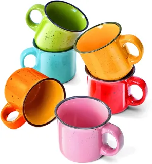 bestone Coffee Mugs Set of 6，16 oz Large Coffee Mugs, Ceramic Mugs with Handles,Coffee,Salad,Noodles etc Coffee Mugs, Cups for Coffee Cereal Latte ，Microwave & Dishwasher safe，Vibrant Colors