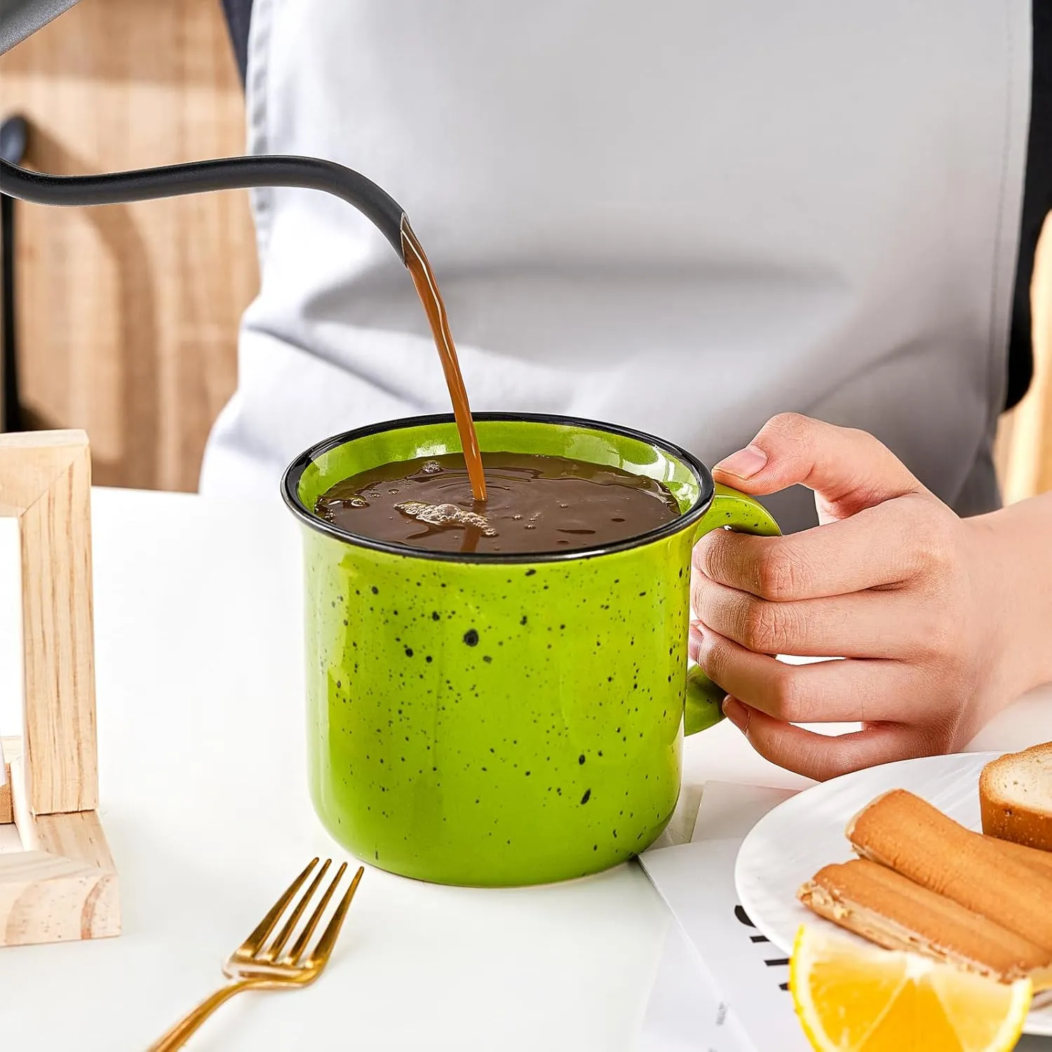 bestone Coffee Mugs Set of 6，16 oz Large Coffee Mugs, Ceramic Mugs with Handles,Coffee,Salad,Noodles etc Coffee Mugs, Cups for Coffee Cereal Latte ，Microwave & Dishwasher safe，Vibrant Colors