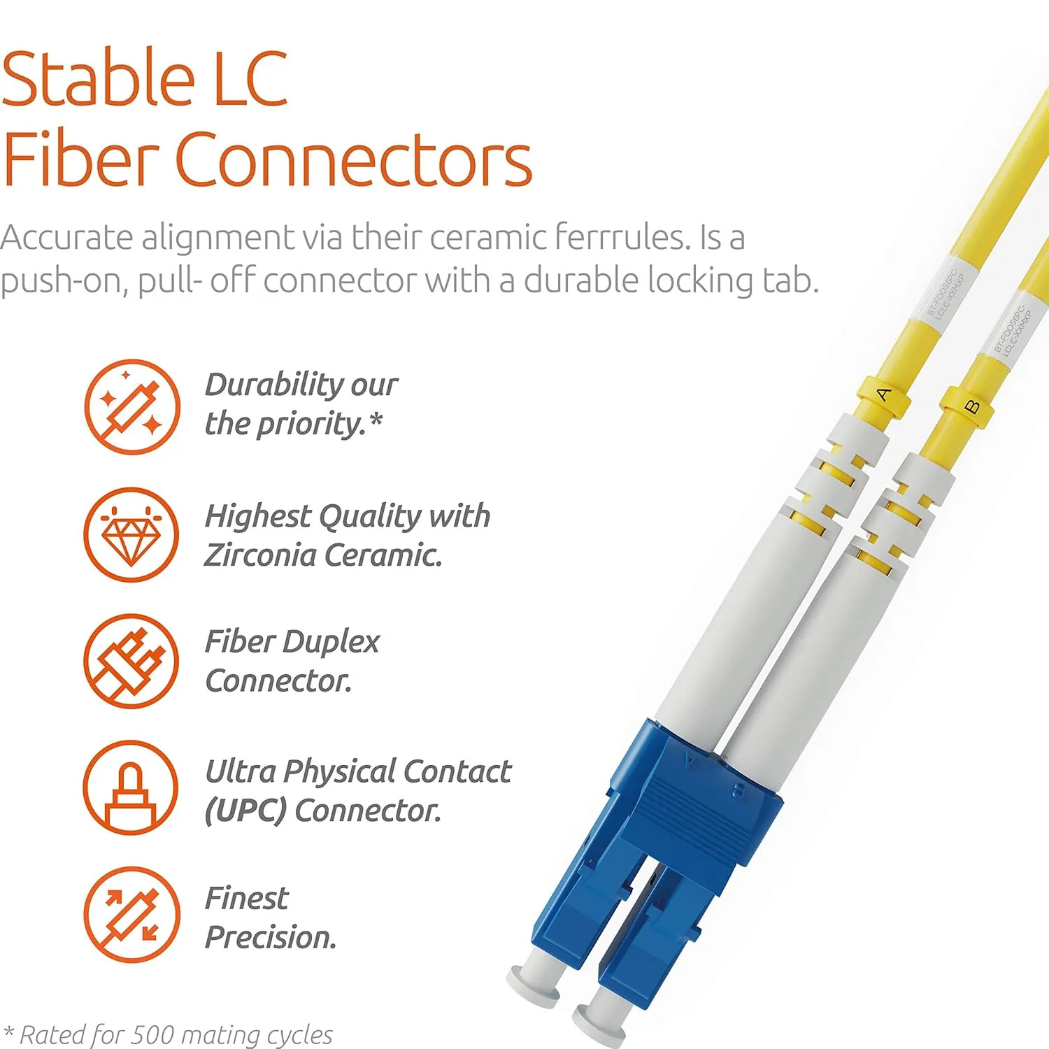 BEYONDTECH LC to SC Single Mode Fiber Patch Cord (Insensitive) - Duplex - 5M - UPC/UPC - 9/125um OS2 100G PureOptics Cable Series