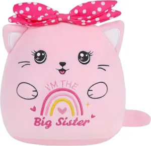 Big Sister Stuffed Animals: 9-Inch Cute I'm The Big Sister Cat Plush Toy, Pink Bow Rainbow Heart Cat Plushie Pillow, Gifts for Kids Girls Party Decor New Sibling Announcement