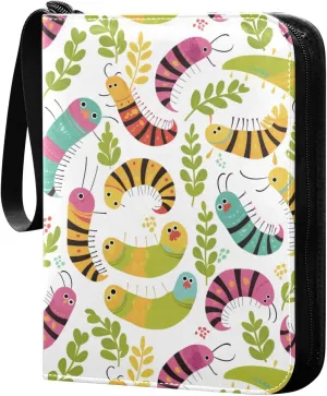 binder photo with double sided removable sleeves collectors for 400   cards Colorful Caterpillars and Leaves