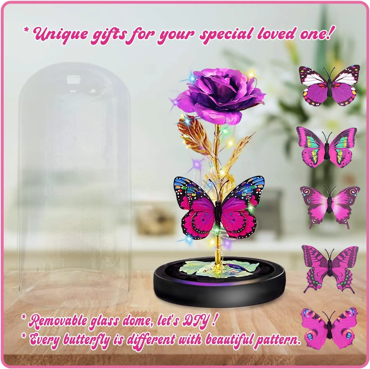Birthday Gifts for Women, Mother's Day Glass Rose Gifts for Mom Wife Grandma, Beauty and Beast Forever Roses Flower Gifts for Christmas Valentine's Day Mother's Day Anniversary