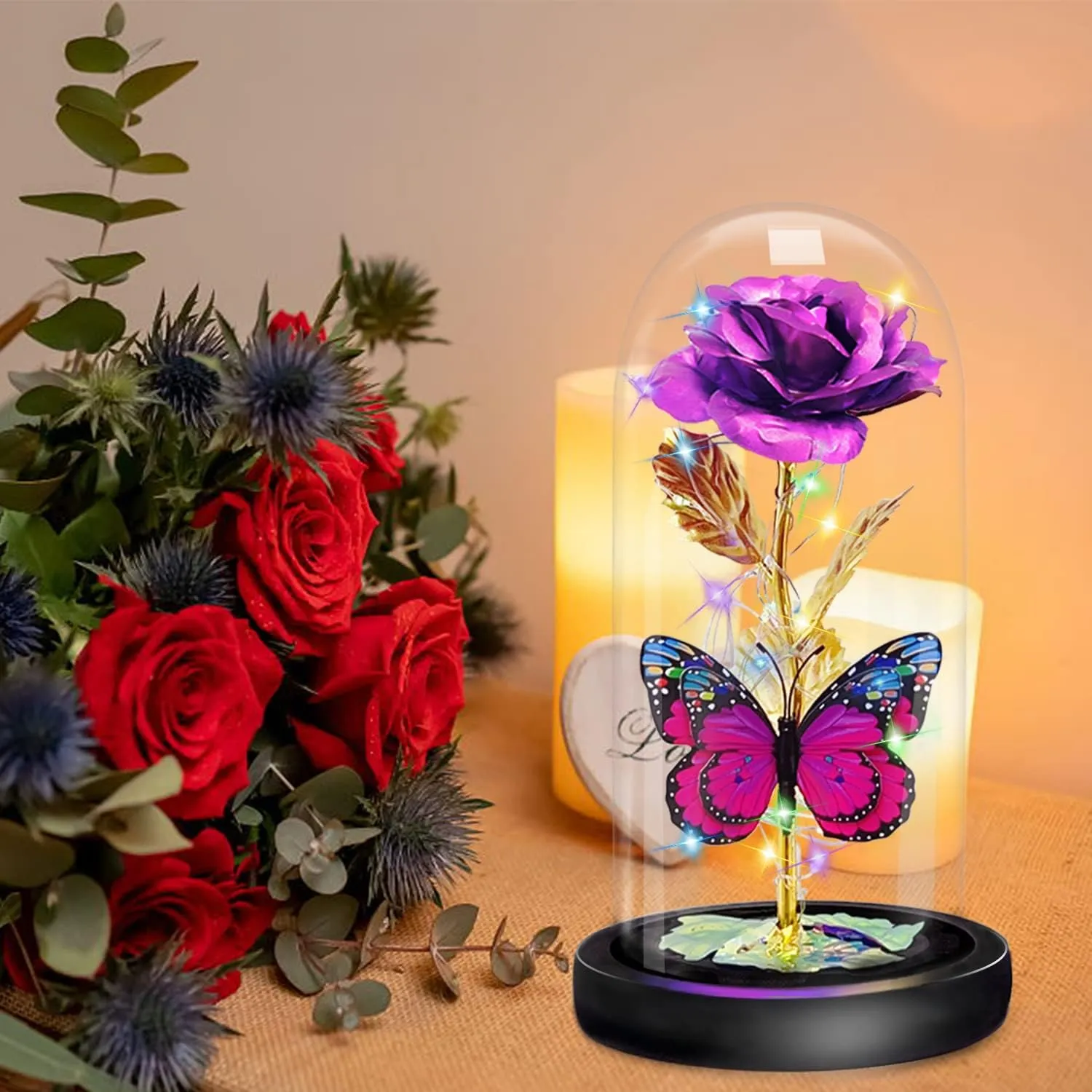 Birthday Gifts for Women, Mother's Day Glass Rose Gifts for Mom Wife Grandma, Beauty and Beast Forever Roses Flower Gifts for Christmas Valentine's Day Mother's Day Anniversary