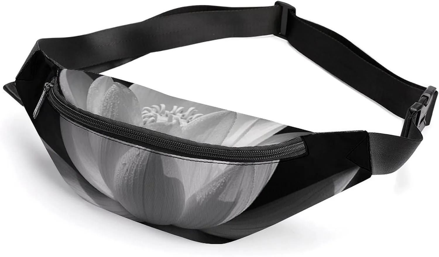 Black And White Belt Bag with Adjustable Strap, Lightweight Travel Crossbody Bags, Hands-Free Mini Fanny Packs in Running Gym