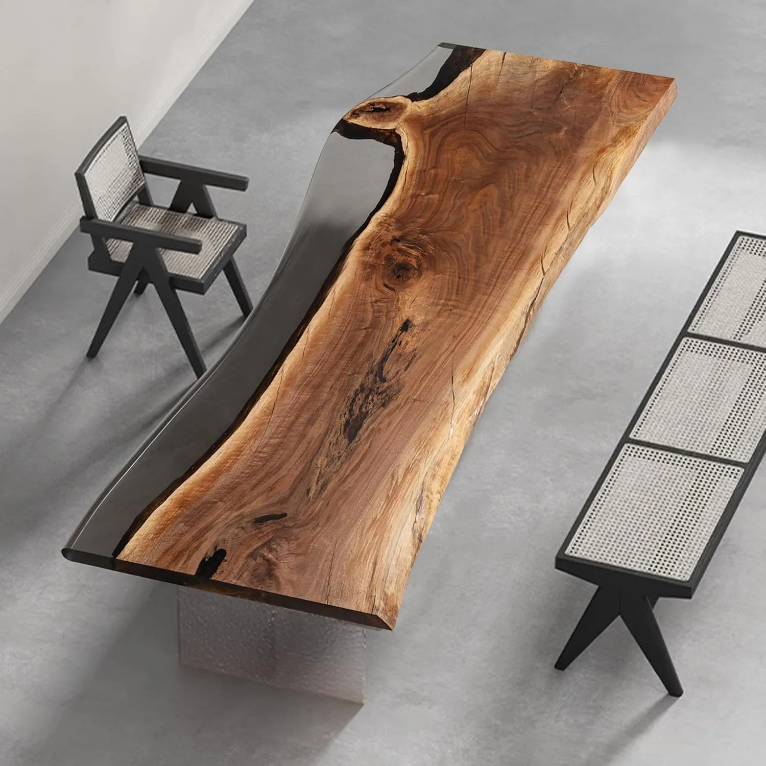 Black Walnut Custom Large Resin Epoxy Table, Epoxy River Table, Natural Wood, Wooden Office Desk, Meeting, Kitchen, Dining Room, Living Room, Home Decor