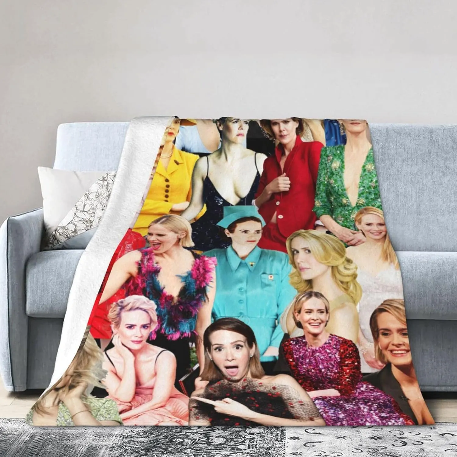 Blanket Sarah Paulson Soft and Comfortable Wool Fleece Throw Blankets for Sofa Office car Camping Yoga Travel Home Decoration Cozy Plush Beach Blanket Gift 50"x40"