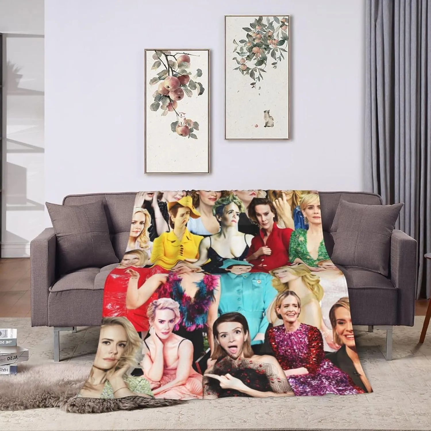 Blanket Sarah Paulson Soft and Comfortable Wool Fleece Throw Blankets for Sofa Office car Camping Yoga Travel Home Decoration Cozy Plush Beach Blanket Gift 50"x40"