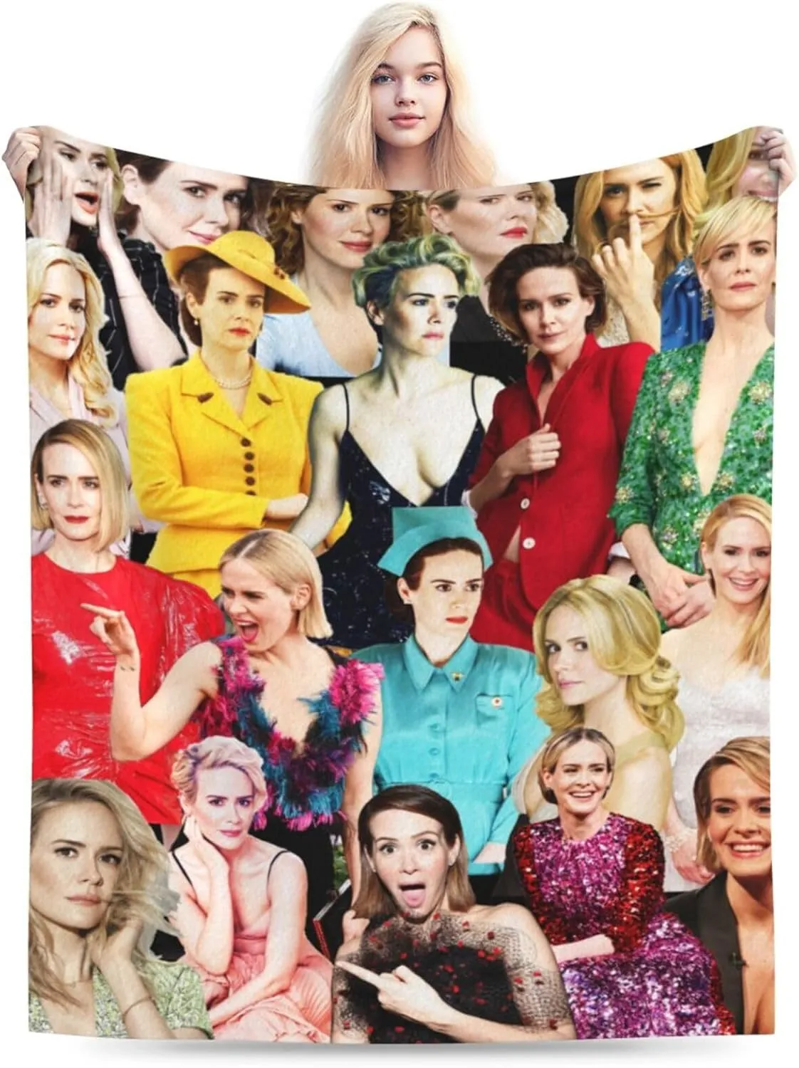 Blanket Sarah Paulson Soft and Comfortable Wool Fleece Throw Blankets for Sofa Office car Camping Yoga Travel Home Decoration Cozy Plush Beach Blanket Gift 50"x40"