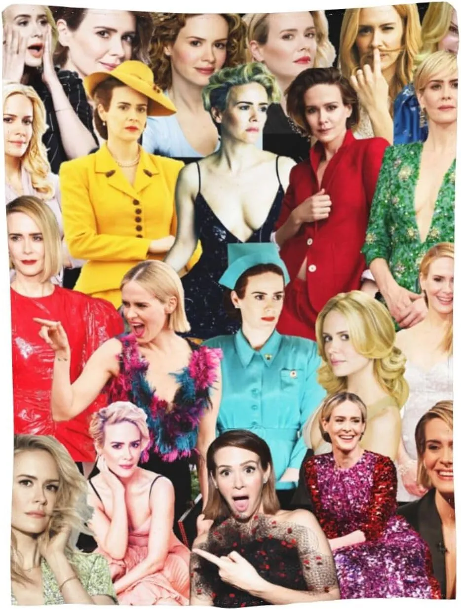 Blanket Sarah Paulson Soft and Comfortable Wool Fleece Throw Blankets for Sofa Office car Camping Yoga Travel Home Decoration Cozy Plush Beach Blanket Gift 50"x40"