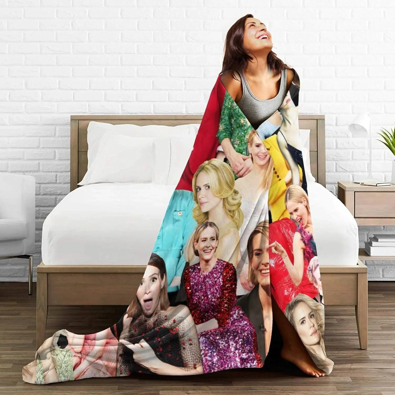 Blanket Sarah Paulson Soft and Comfortable Wool Fleece Throw Blankets for Sofa Office car Camping Yoga Travel Home Decoration Cozy Plush Beach Blanket Gift 50"x40"