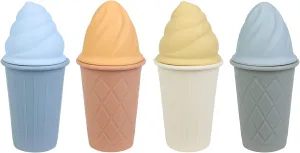 BLUE GINKGO Ice Cream Sand Toys - Silicone Beach Toy Ice Cream Set of 4 | Easy Clean, Travel-Friendly | Sand, Bath, Beach Toys for Toddlers and Children (Bahama Multi Pack)