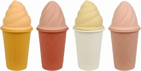 BLUE GINKGO Ice Cream Sand Toys - Silicone Beach Toy Ice Cream Set of 4 | Easy Clean, Travel-Friendly | Bath Toys for Toddlers and Children (Sunset Multi Pack)