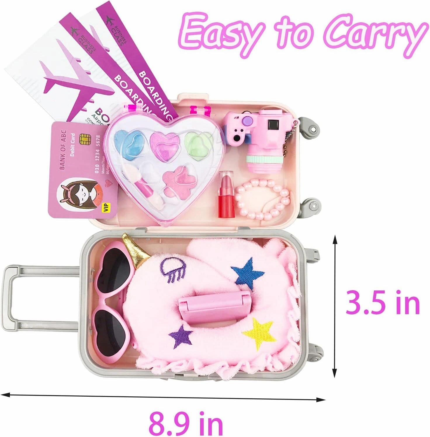 BNUZEIYI 17Pcs 18 Inch Girl Doll Clothes and Accessories Doll Accessories Travel Play Set with Travel Pillow Camera for 18 Inch Dolls Gift for Girls
