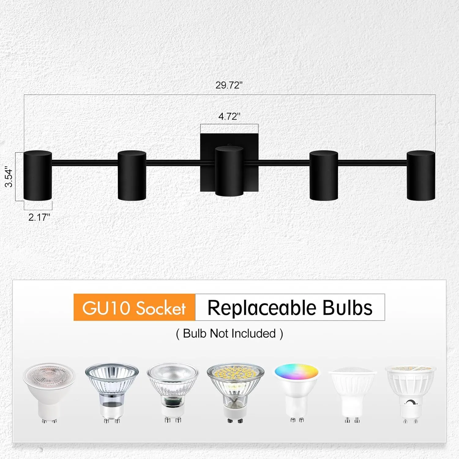 BoostArea Track Lighting Kit, Kitchen Lighting Fixtures Ceiling, 5 way Ceiling Spot Lights, Rotatable Light Heads, Modern Track Lighting Fixtures ceiling for Bedroom/Living Room,GU10 Bulb Not Included