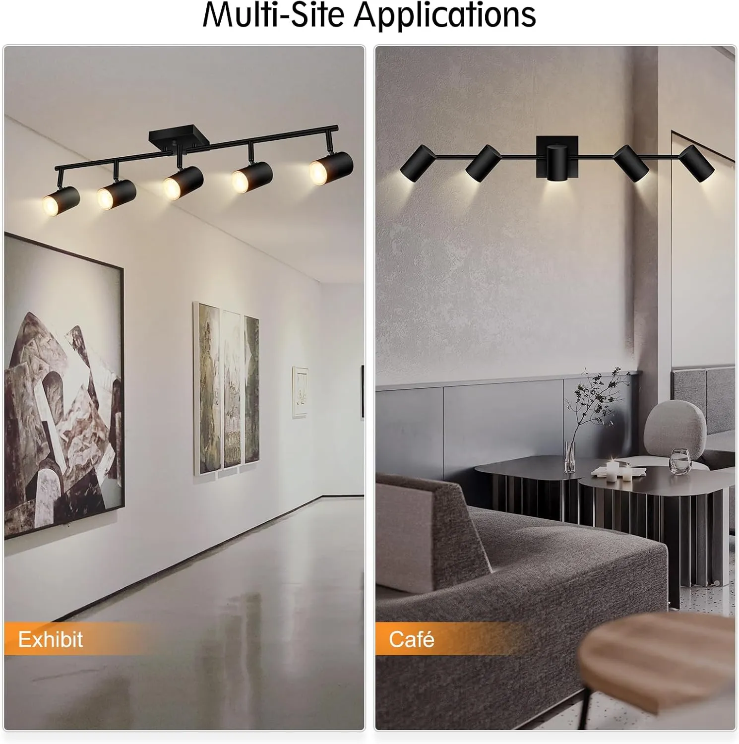 BoostArea Track Lighting Kit, Kitchen Lighting Fixtures Ceiling, 5 way Ceiling Spot Lights, Rotatable Light Heads, Modern Track Lighting Fixtures ceiling for Bedroom/Living Room,GU10 Bulb Not Included