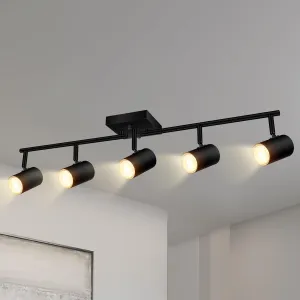 BoostArea Track Lighting Kit, Kitchen Lighting Fixtures Ceiling, 5 way Ceiling Spot Lights, Rotatable Light Heads, Modern Track Lighting Fixtures ceiling for Bedroom/Living Room,GU10 Bulb Not Included