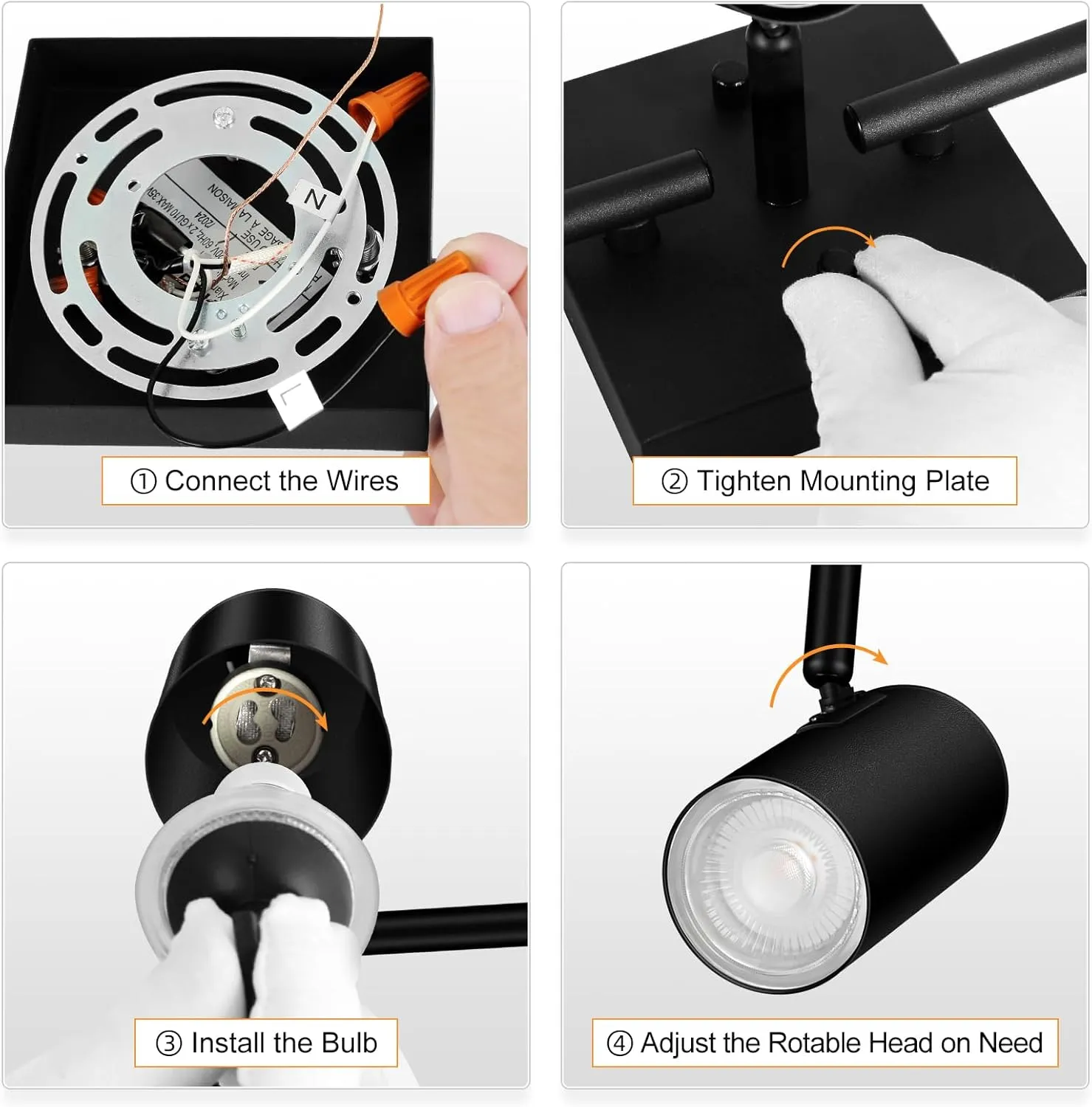 BoostArea Track Lighting Kit, Kitchen Lighting Fixtures Ceiling, 5 way Ceiling Spot Lights, Rotatable Light Heads, Modern Track Lighting Fixtures ceiling for Bedroom/Living Room,GU10 Bulb Not Included
