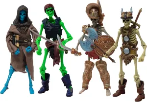 Boss Fight Studio Epic H.A.C.K.S. Set of 4 - Grim Spectre, Pirate, Gladiator, Barbarian Skeletons - Highly Articulated Collectible Figurines with Accessories, Alternate Heads and Hands - 1:12