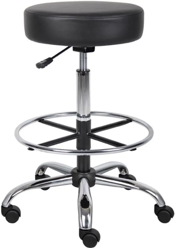 Boss Office Products Vinyl Medical/Drafting Stool, Black