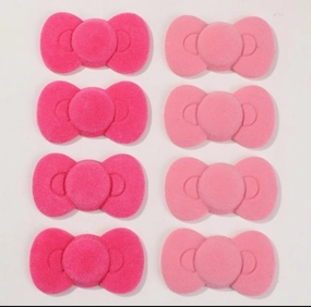 Bow-Shaped Plush Hair Clips, Pink and Hot Pink