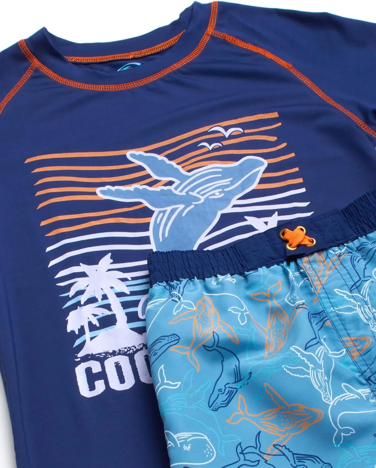 Boys Rash Guard Swimsuit Set - Kids Short Sleeve Bathing Suit Swimwear Sets (Sizes: 5-12)