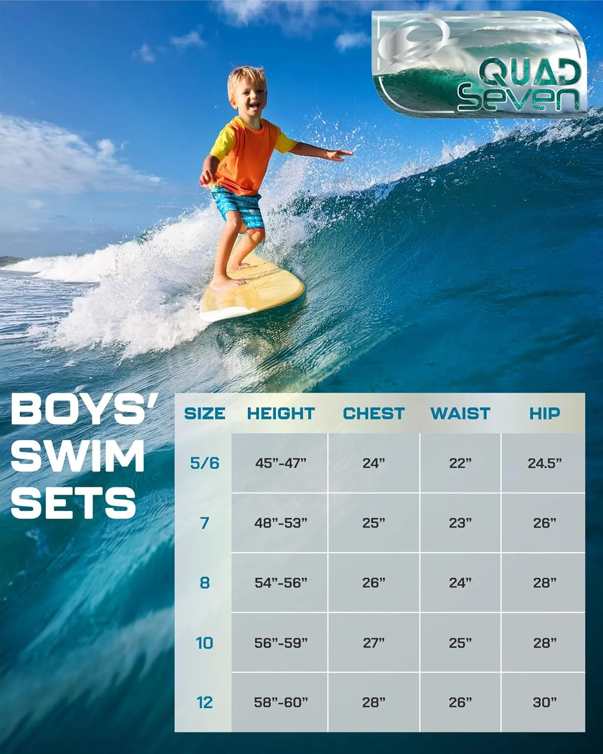 Boys Rash Guard Swimsuit Set - Kids Short Sleeve Bathing Suit Swimwear Sets (Sizes: 5-12)
