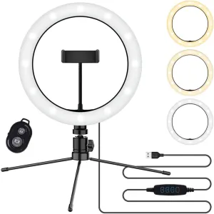 Bright Selfie Ring Tri-Color Light Compatible with Your Alcatel OneTouch Mâ€™Pop 10 Inch with Remote for Live Stream/Makeup/YouTube/TikTok/Video/Filming (Dimmable/Adjustable)