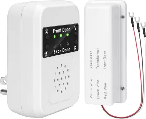 Briidea Doorbell Extender with Dual Door Indicator Lights (Green for Front, Red for Back), Converts Wired System to Wireless, 650ft Range, 120dB Volume, Ideal for Garage & Basement