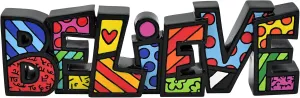 Britto Resin Word Figurine, Colorful Pop Art Letters, Collectible Artistic Tabletop Decor & Home Accent - Designed by Iconic Artist Romero Britto (Believe (Romero Britto Colors))
