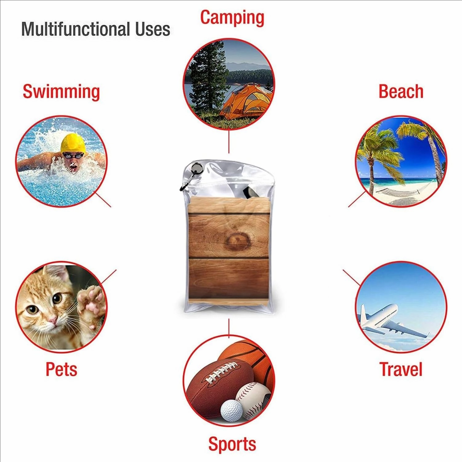 Brown Wooden Premium Compact Microfiber Travel Towel-Featherlight & Quick Dry,Sand-Resistant Beach Towel for Swimming,Camping,Vacation Essentials with Carry Pouch