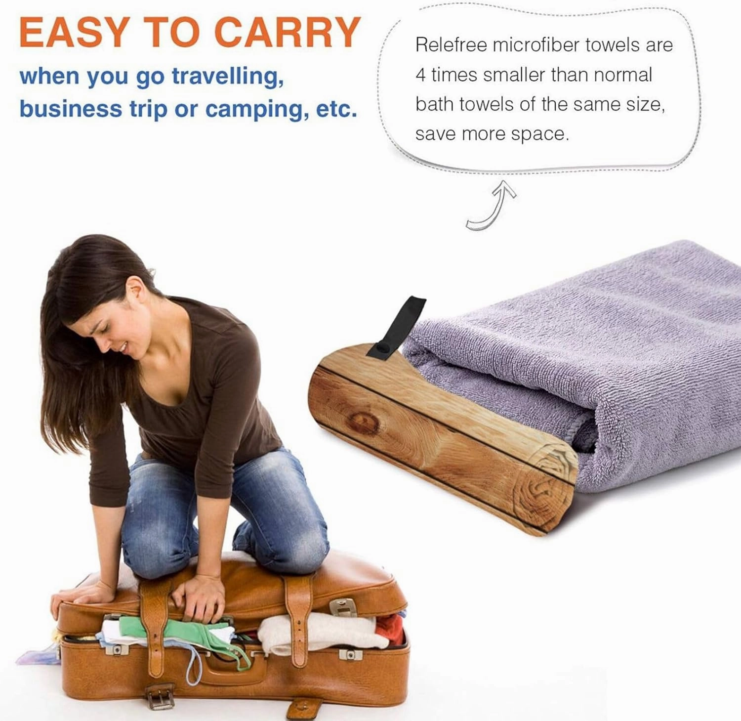 Brown Wooden Premium Compact Microfiber Travel Towel-Featherlight & Quick Dry,Sand-Resistant Beach Towel for Swimming,Camping,Vacation Essentials with Carry Pouch
