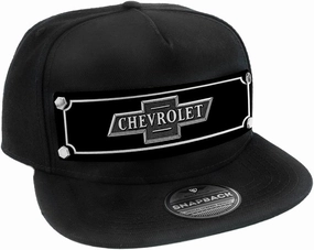 Buckle-Down Snapback Hat-Chevrolet Bowtie Emblem Black/White